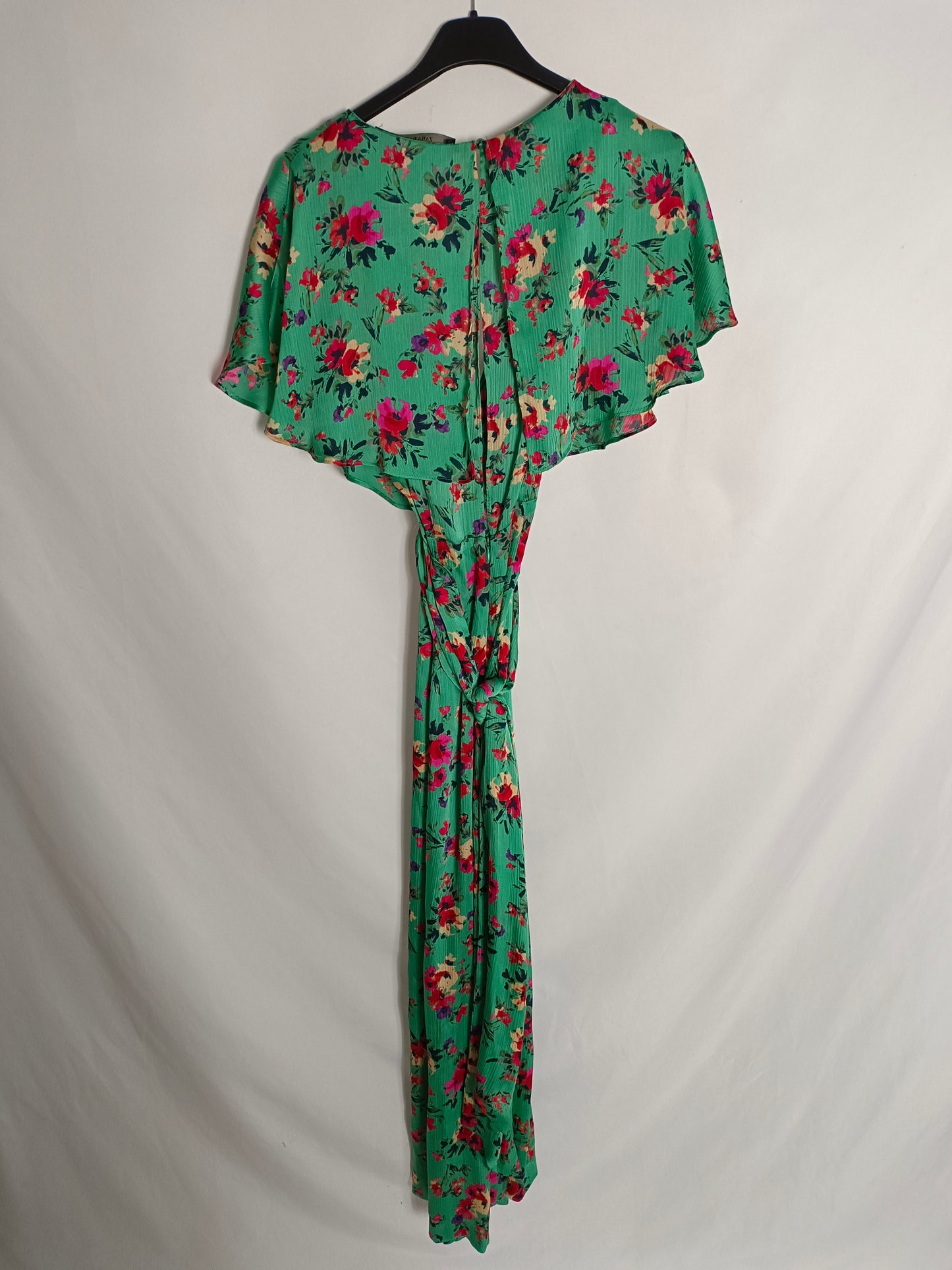 ZARA. Mono verde flores T.xs