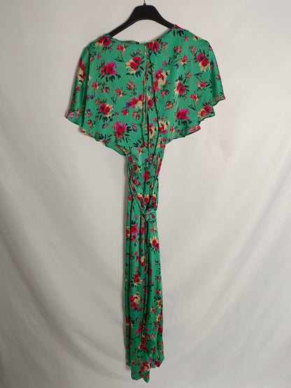 ZARA. Mono verde flores T.xs