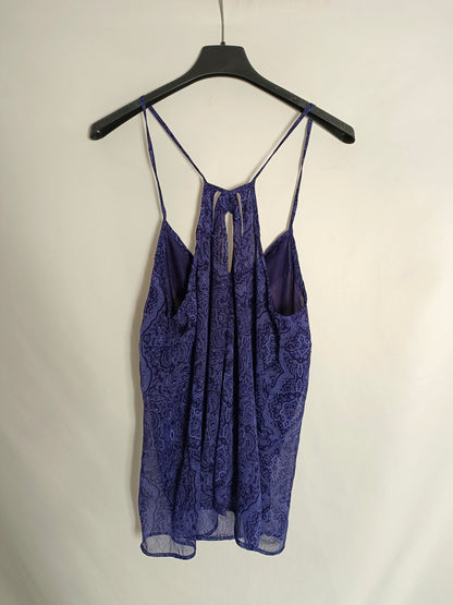 TALLY WEIJL. Top estampado abalorios T.36