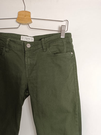 MANGO. Green denim trousers, size 38