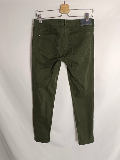 MANGO. Green denim trousers, size 38