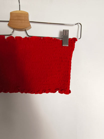 OTHERS. Red honeycomb crop top Tu(xs)