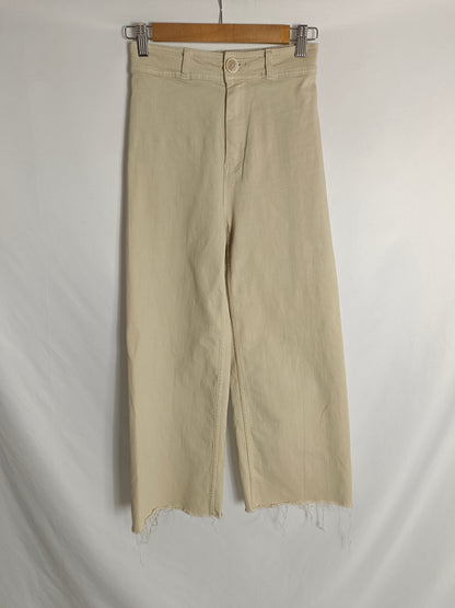 MANGO. Pantalón beige culotte T.s