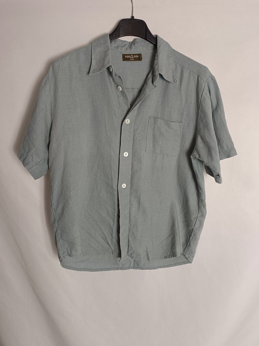 POU MOU. Camisa azul lino T.12(m)