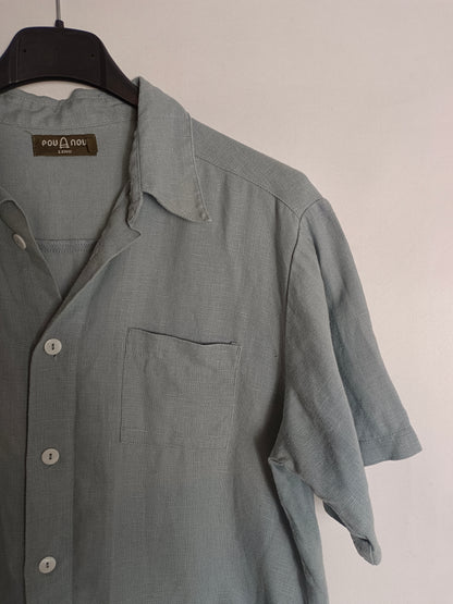 POU MOU. Camisa azul lino T.12(m)