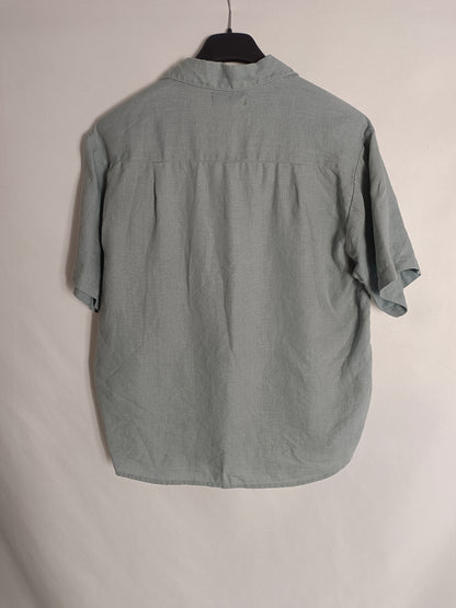 POU MOU. Camisa azul lino T.12(m)