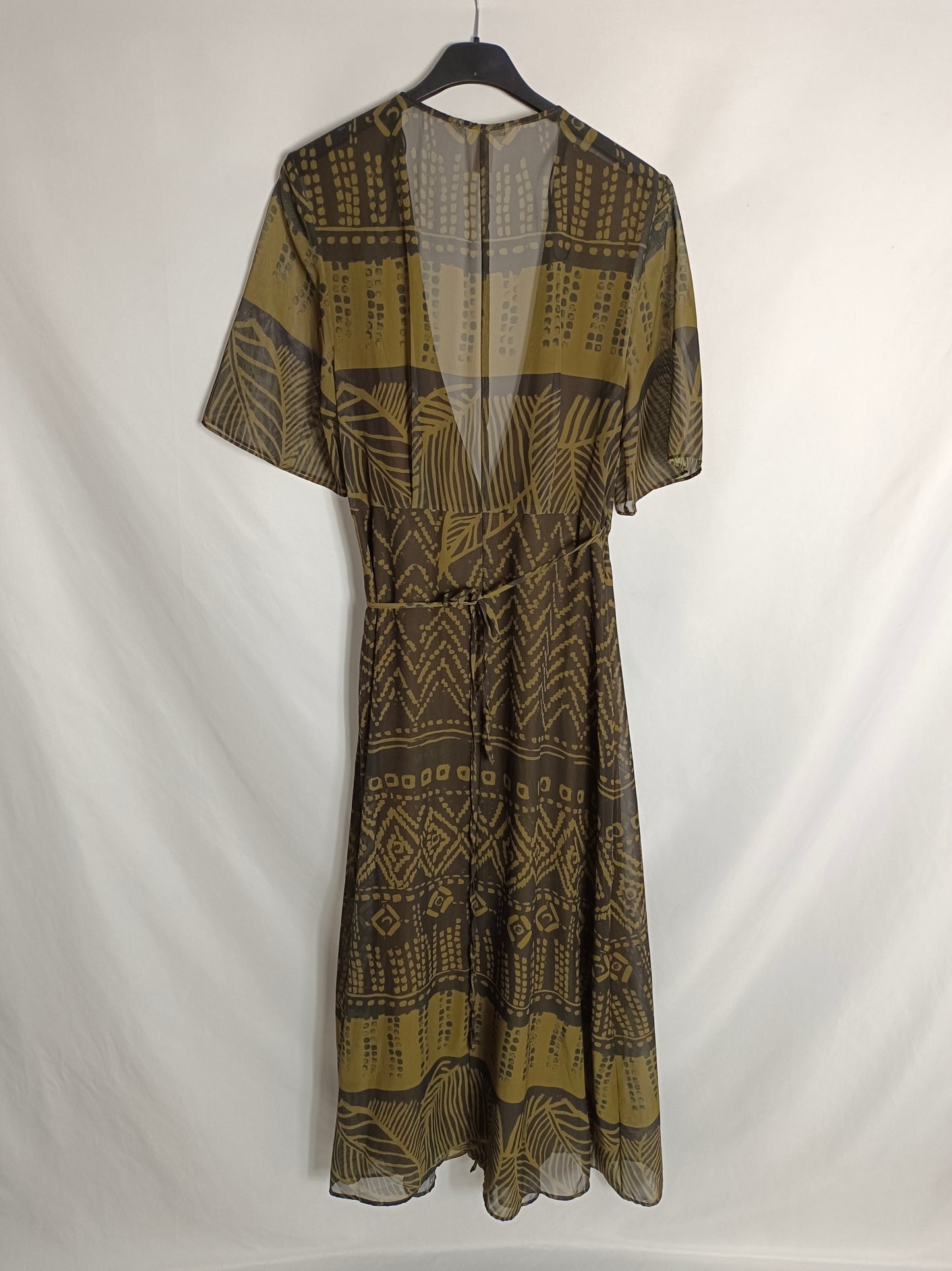 H&M. Vestido estampado verdes T.38