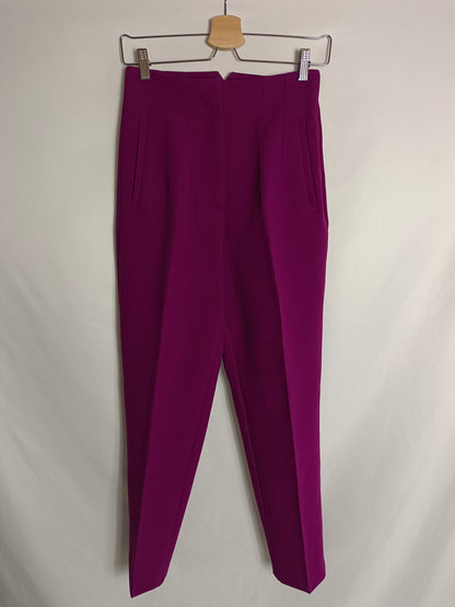 ZARA. Pantalón pinzas buganvilla T.s