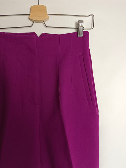 ZARA. Pantalón pinzas buganvilla T.s