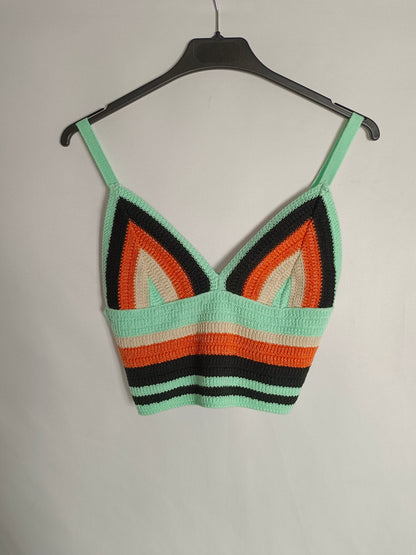 ZARA. Striped crochet top Tm