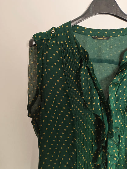 MASSIMO DUTTI. blusa verde lunares T.38