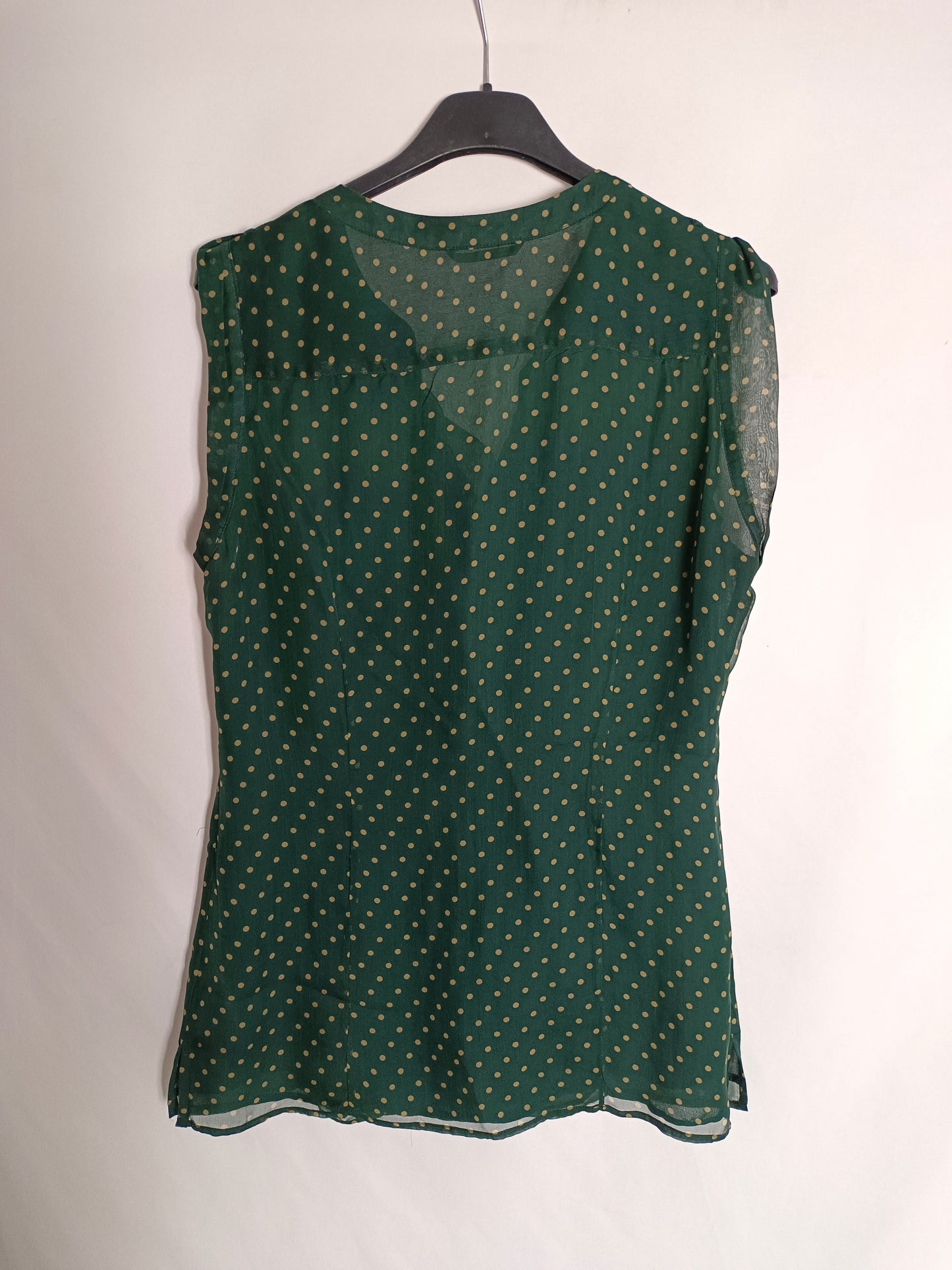 MASSIMO DUTTI. blusa verde lunares T.38
