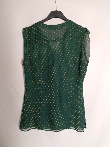 MASSIMO DUTTI. blusa verde lunares T.38