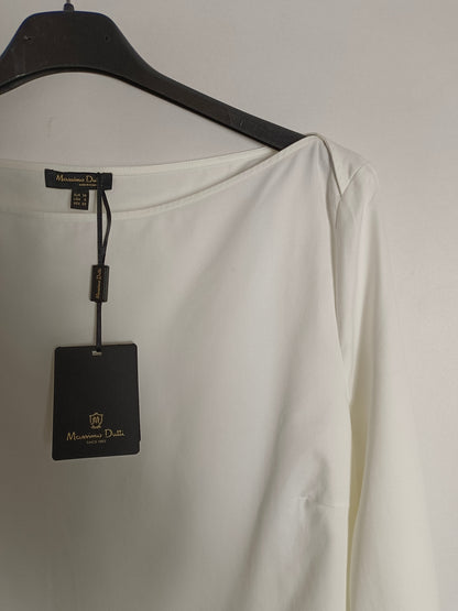 MASSIMO DUTTI. Blusa blanca mangas T.38