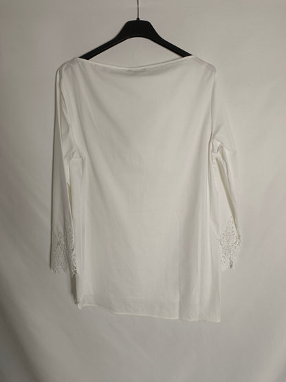 MASSIMO DUTTI. Blusa blanca mangas T.38