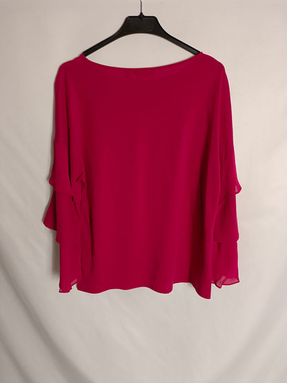MASSIMO DUTTI. Blusa rosa volantes T.m