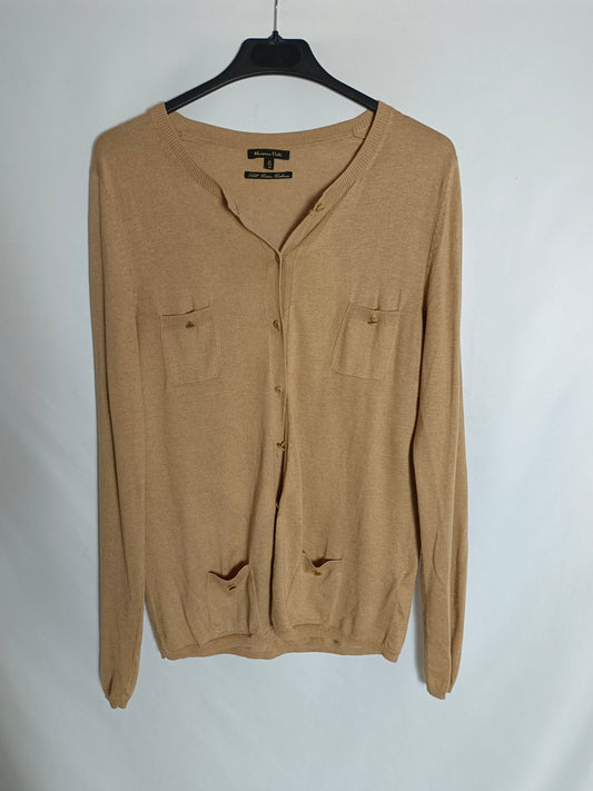 MASSIMO DUTTI. Rebeca abotonada beige T.m