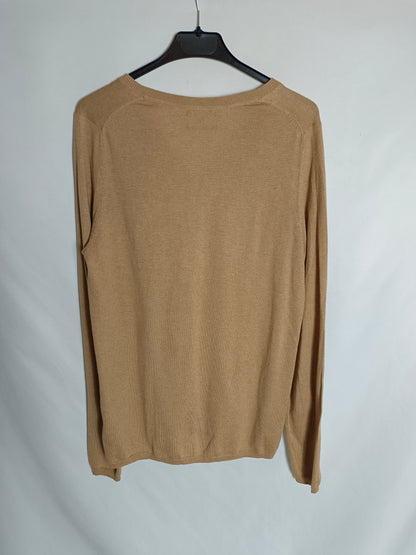 MASSIMO DUTTI. Rebeca abotonada beige T.m