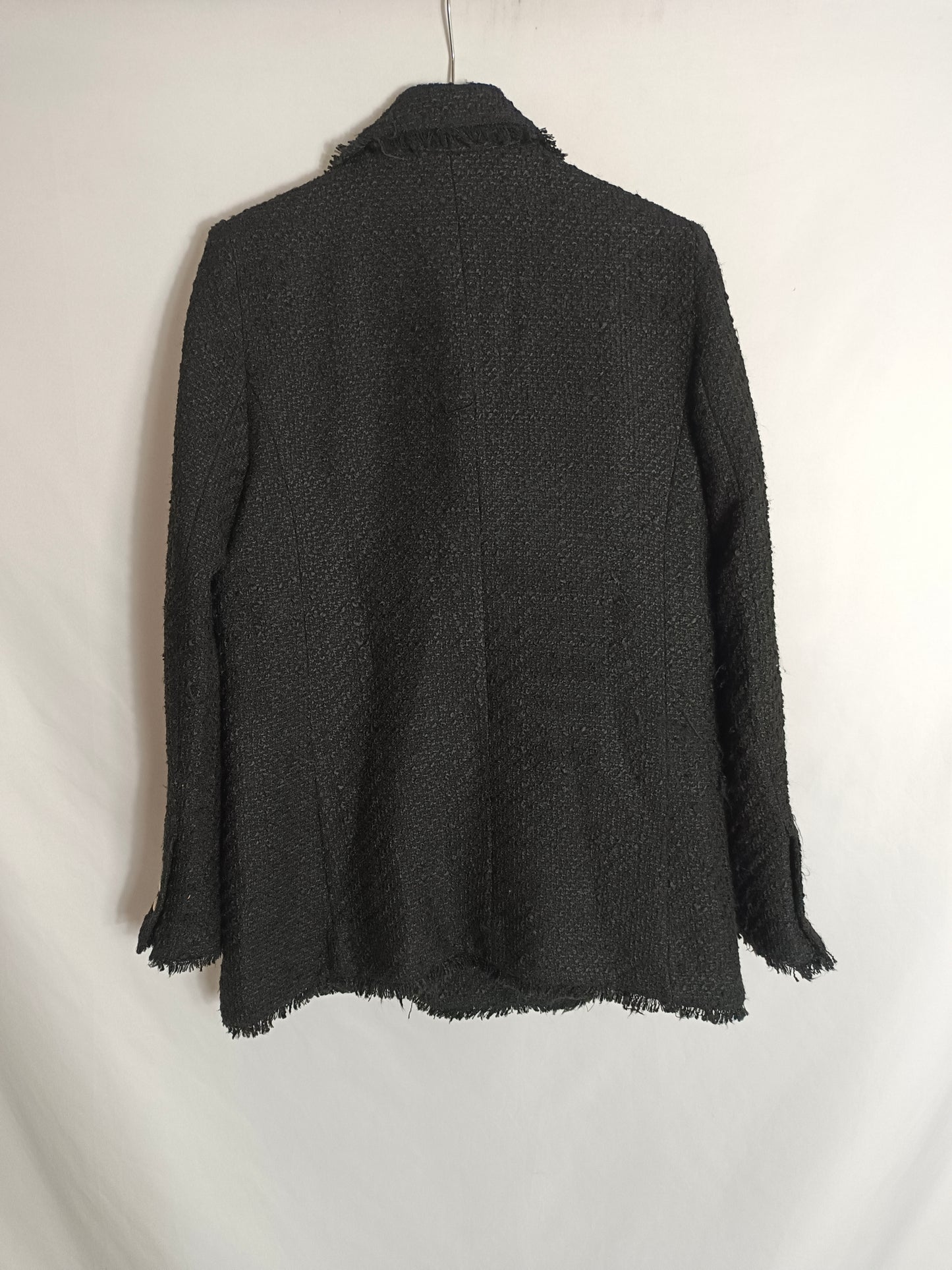 MANGO. Blazer negra tweed T.m