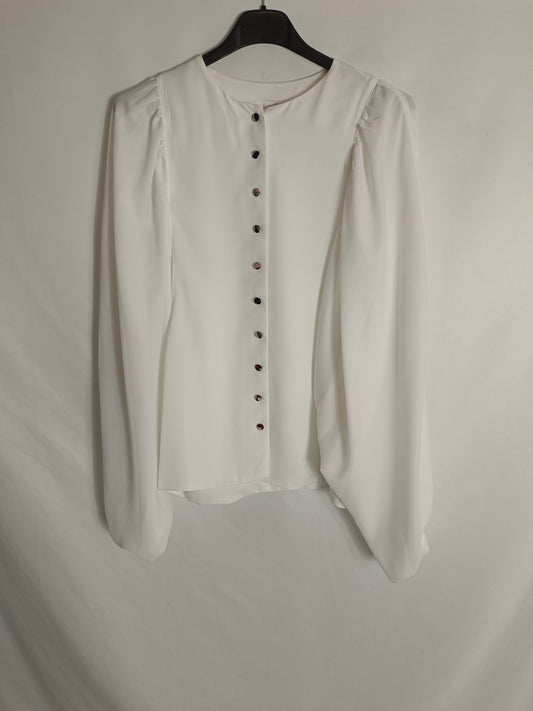 AN&BE. Blusa blancas mangas  T.s