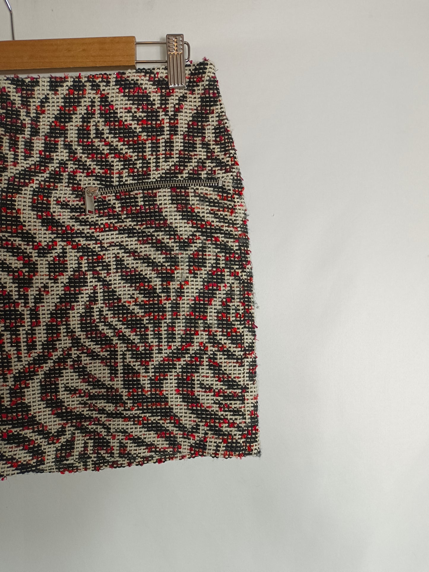 ZARA. Falda tweed estampada T.m