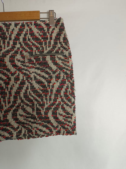ZARA. Falda tweed estampada T.m