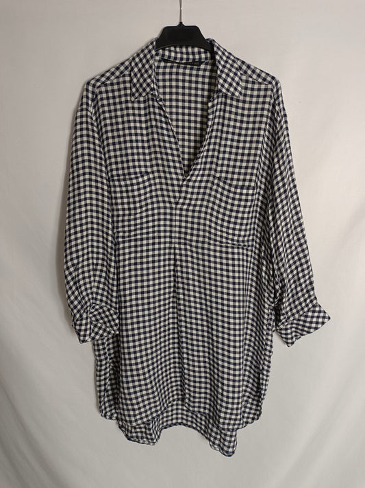 ZARA. Flowy gingham blouse T.xs