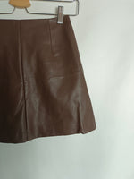 STOREST. Falda marrón polipiel T.s