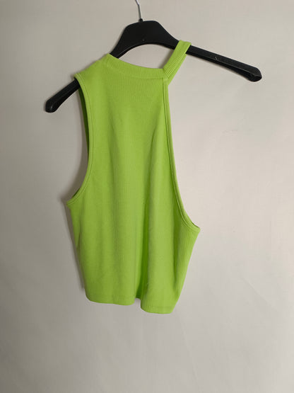 ZARA. Top verde canalé T.m