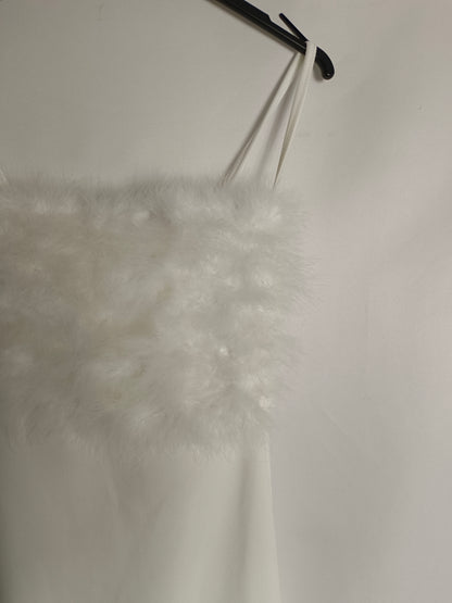 BOOHOO. White feather dress, size 36