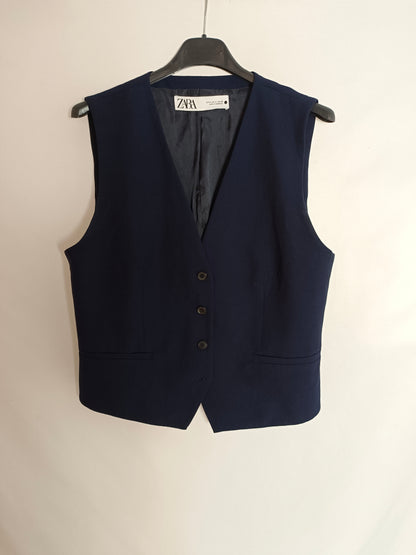 ZARA. Chaleco azul botones T.m