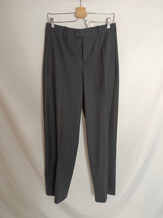 ZARA. Pantalón gris ancho T.s