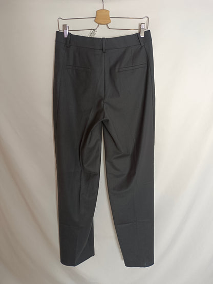 ZARA. Pantalón gris ancho T.s
