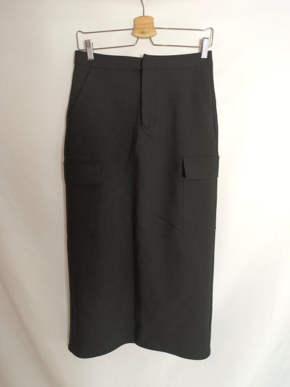 ZARA. Falda larga negra T.xs