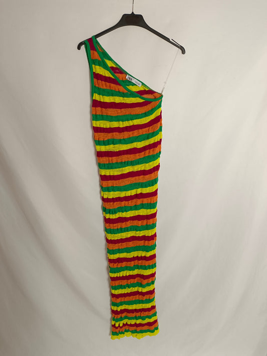ZARA. Vestido punto asimétrico T.m