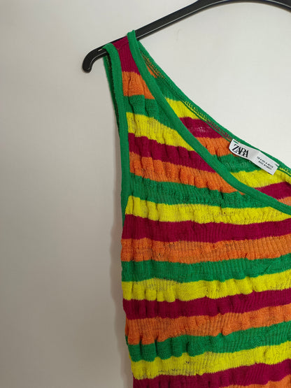 ZARA. Vestido punto asimétrico T.m