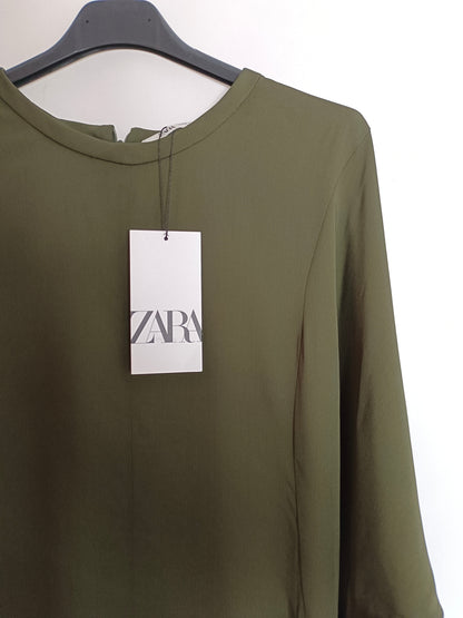 ZARA. Vestido largo verde T.m
