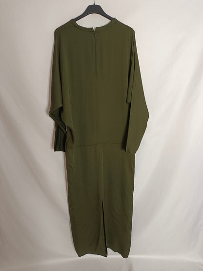 ZARA. Vestido largo verde T.m