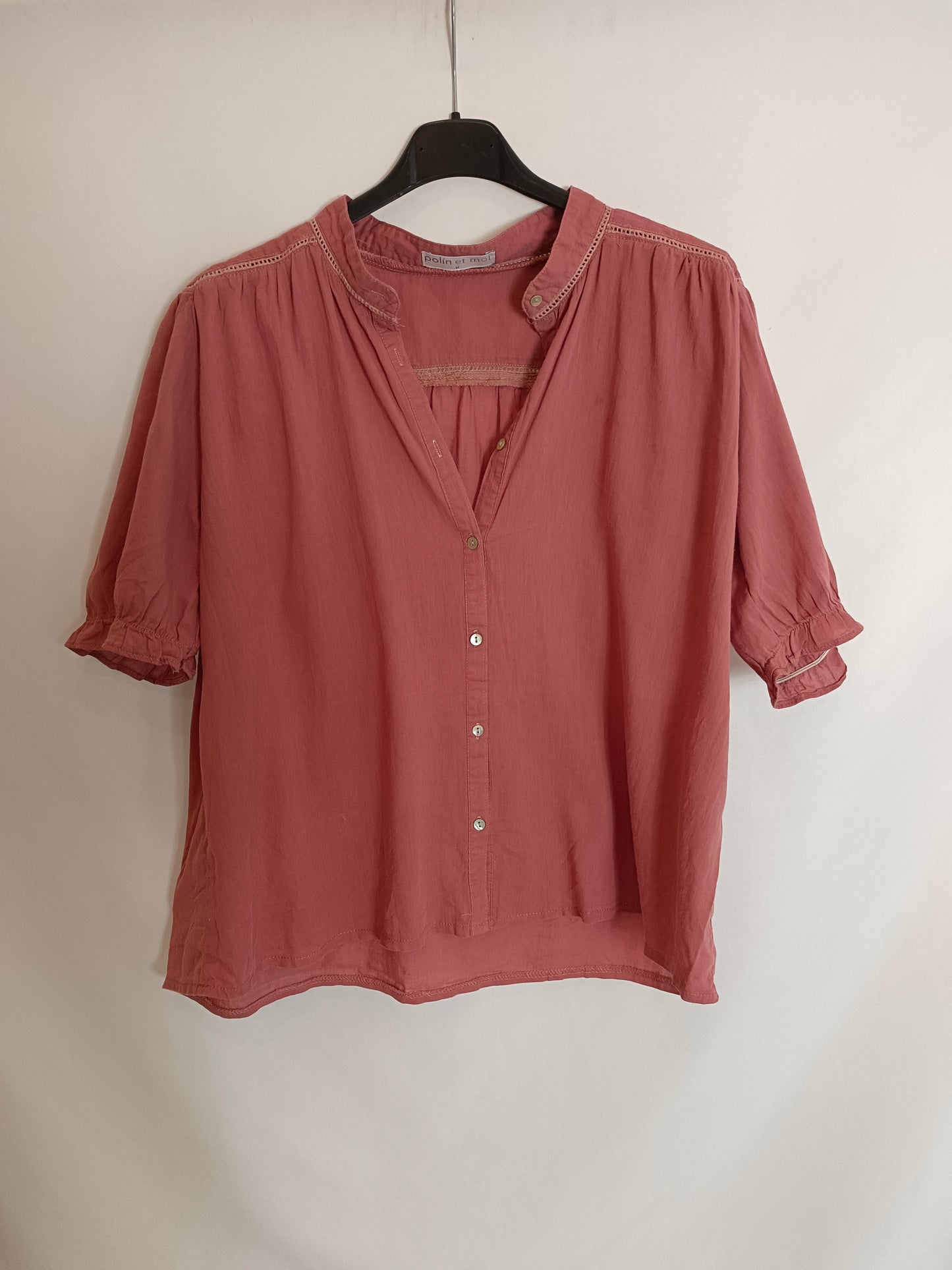 POLIN ET MOI. Blusa rosa manga corta T.m