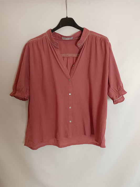 POLIN ET MOI. Blusa rosa manga corta T.m
