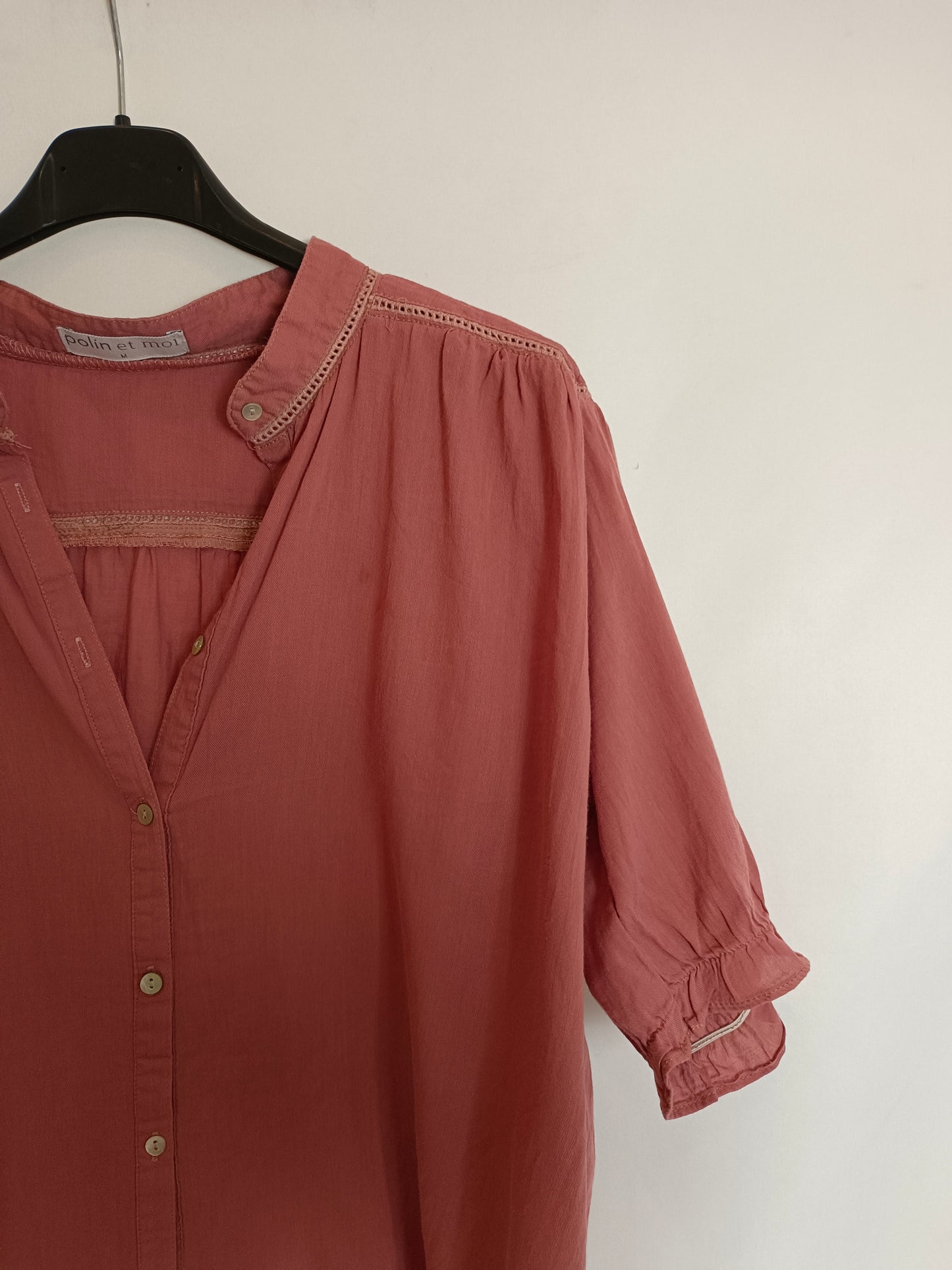 POLIN ET MOI. Blusa rosa manga corta T.m