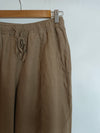 OYSHO. Pantalón lino marrón T.m