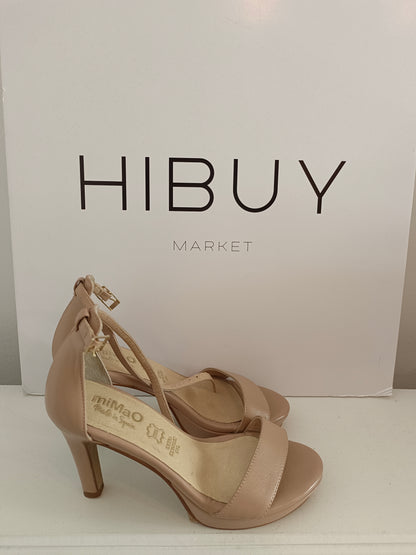 MIMAO. Sandalia nude tacón T.37