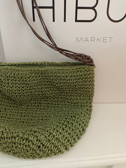 NATURA. Green raffia bag