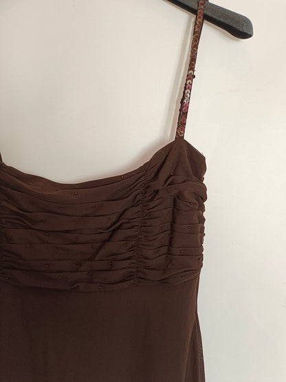 ADOLFO DOMINGUEZ. Brown tulle dress, size 38