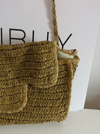 NICE THINGS. Bolso rafia verdoso