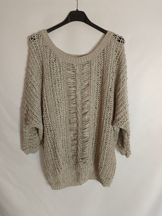 SECOND FEMALE. Beige knitted sweater Tm