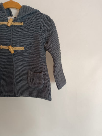ZARA. Abrigo punto gris T.3-6 meses