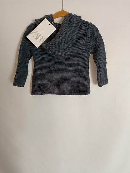 ZARA. Abrigo punto gris T.3-6 meses