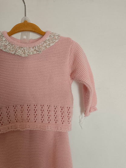 DOÑA CARMEN. conjunto punto rosa T.6 meses